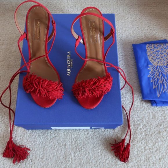 **HOST PICK** AQUAZZURA WILD THING 105 RED SANDAL RRP $999 Size 37 in BOX - Picture 2 of 12
